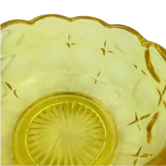 Vintage Indiana Glass Tiara Constellation Candy Nut Bowl Dish Yellow Mist 3.5” - Picture 4 of 5
